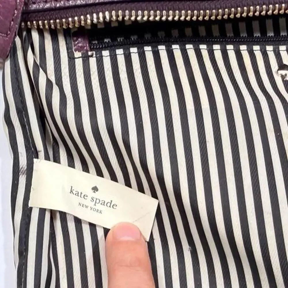Kate Spade Cobble Hill Gabriele Crossbody Plum Purple Pebbled Leather Zip Bag
